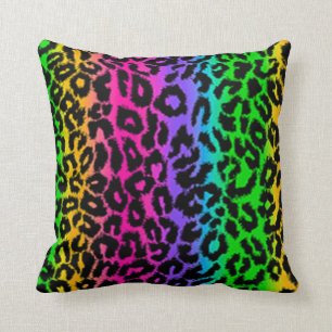 Psychedelic Rainbow Leopard Animal Print Pillow Kussen
