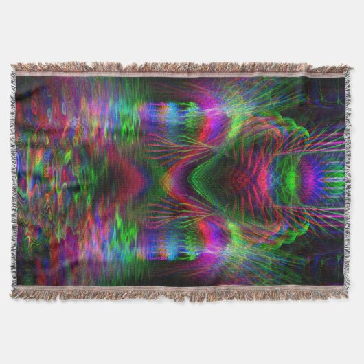 Psychedelic Rainbow Love Heart weven Throw Blanket Deken (Voorkant)