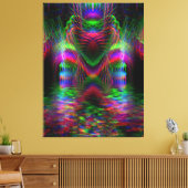 Psychedelic Rainbow Love Hearts Wrapped Canvas (Insitu (Woonkamer))
