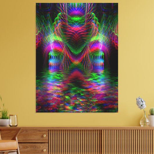 Psychedelic Rainbow Love Hearts Wrapped Canvas (Insitu (Woonkamer))