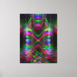 Psychedelic Rainbow Love Hearts Wrapped Canvas Afdruk