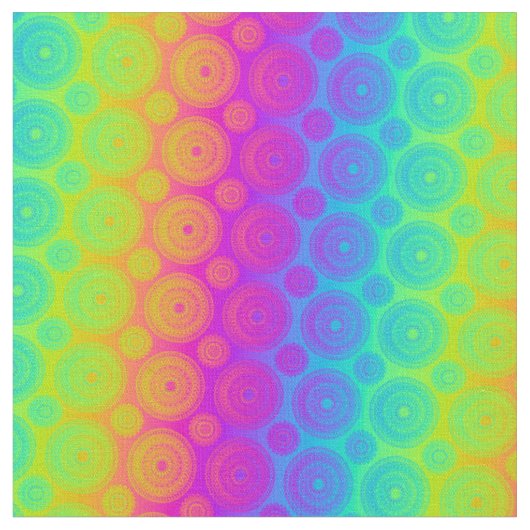 Psychedelic Rainbow Medallions Stof (Close Up)