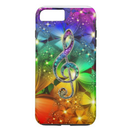 Psychedelic Rainbow Music Clef iPhone 7 Hoesje