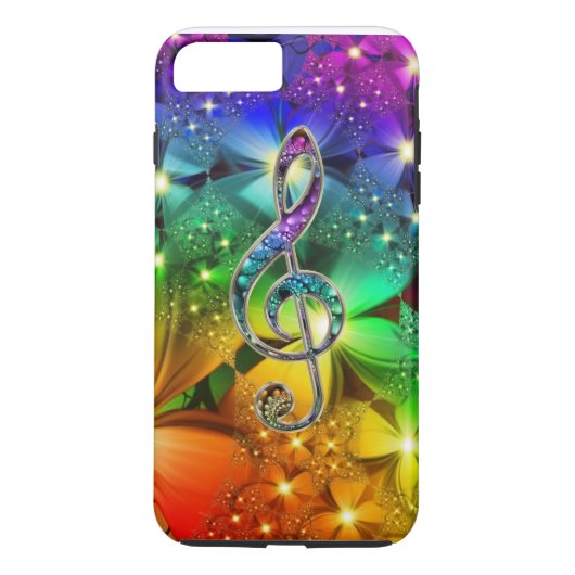 Psychedelic Rainbow Music Clef iPhone 7 Hoesje (Achterkant)