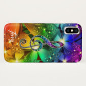 Psychedelic Rainbow Music Clef iPhone X Hoesje (Achterkant (horizontaal))