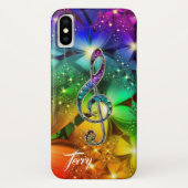 Psychedelic Rainbow Music Clef iPhone X Hoesje (Achterkant)