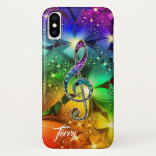 Psychedelic Rainbow Music Clef iPhone X Hoesje