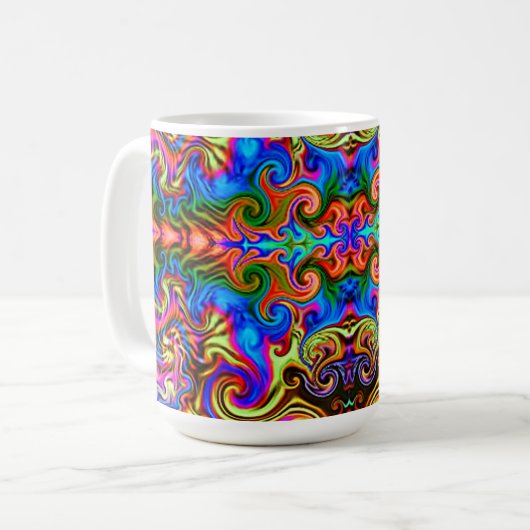 Psychedelic Rainbow Neon supertrippy Coffee-Mok Koffiemok (Voorkant links)