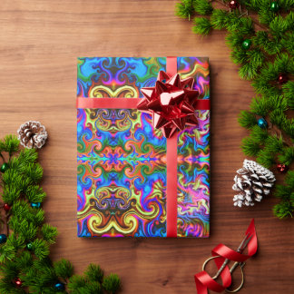 Psychedelic Rainbow Neon Wrapping Paper Cadeaupapier