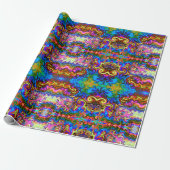 Psychedelic Rainbow Neon Wrapping Paper Cadeaupapier (Uitgerold)