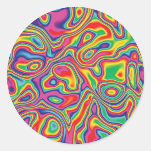 Psychedelic Rainbow Oil Pattern Ronde Sticker (Voorkant)