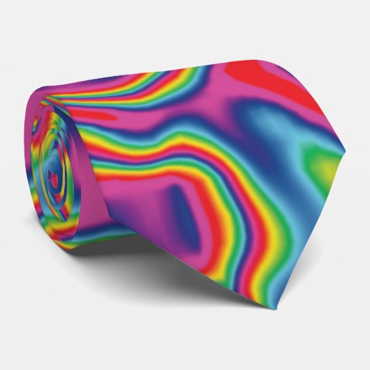 Psychedelic Rainbow Oil Pattern Stropdas (Opgerold)