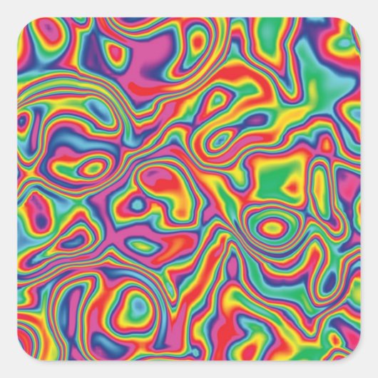 Psychedelic Rainbow Oil Pattern Vierkante Sticker (Voorkant)