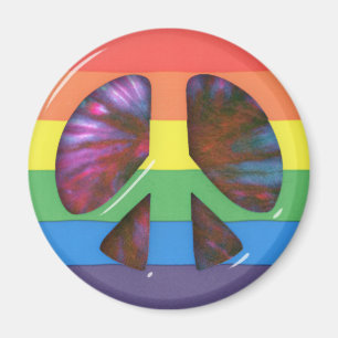 Psychedelic RainBow Peace Symbol Magneet