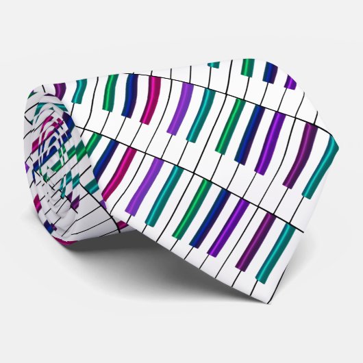 Psychedelic Rainbow Piano Wrap Music Stropdas (Opgerold)