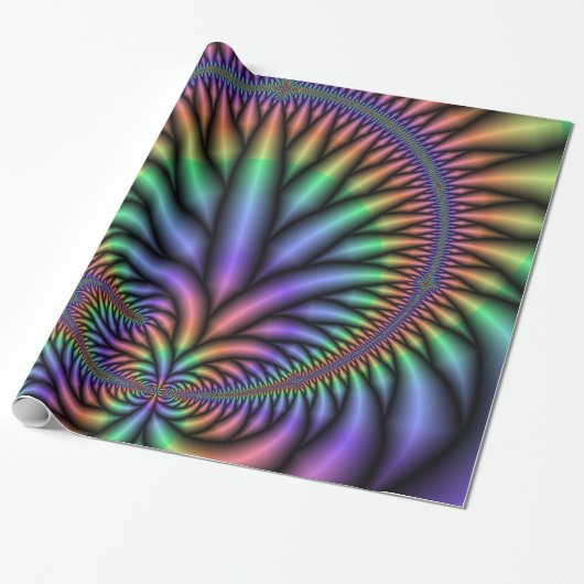 Psychedelic Rainbow Plant Wrapping Paper Cadeaupapier (Uitgerold)