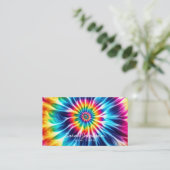 Psychedelic Rainbow Retro TIe-Dye Visitekaartje (Staand voorkant)