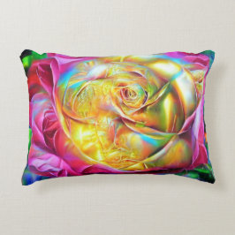 Psychedelic Rainbow-Roos Accent Kussen