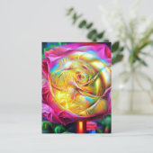Psychedelic Rainbow-Roos Briefkaart (Staand voorkant)