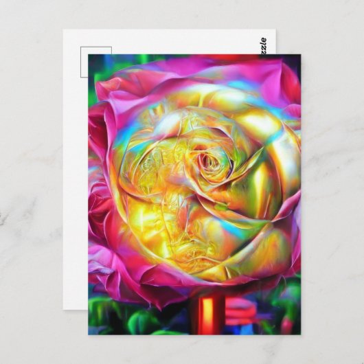 Psychedelic Rainbow-Roos Briefkaart (Voorkant / Achterkant)