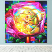 Psychedelic Rainbow-Roos Canvas Afdruk (Insitu (Houten vloer))