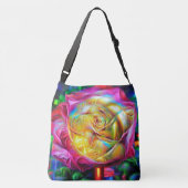 Psychedelic Rainbow-Roos Crossbody Tas (Achterkant)