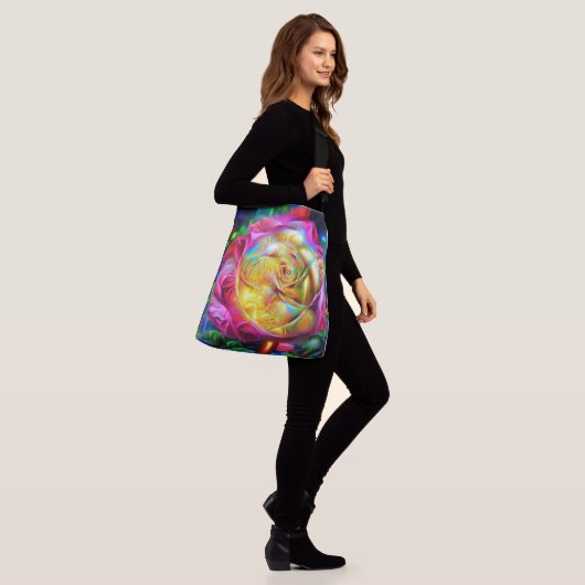 Psychedelic Rainbow-Roos Crossbody Tas (Op model)