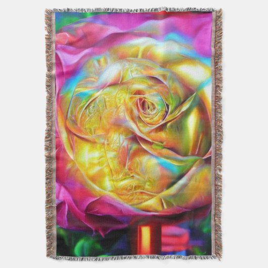 Psychedelic Rainbow-Roos Deken (Voorkant Verticaal)