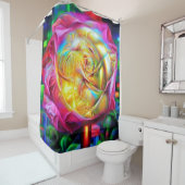 Psychedelic Rainbow-Roos Douchegordijn (In situ)