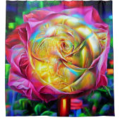 Psychedelic Rainbow-Roos Douchegordijn (Voorkant)