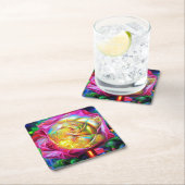 Psychedelic Rainbow-Roos Kartonnen Onderzetters (Insitu)