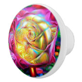 Psychedelic Rainbow-Roos Keramische Knop (Rechts)