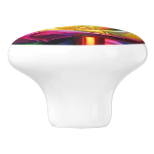 Psychedelic Rainbow-Roos Keramische Knop (Zijkant)