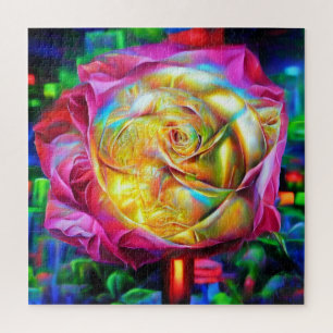 Psychedelic Rainbow-Roos Legpuzzel