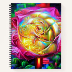 Psychedelic Rainbow-Roos Notitieboek