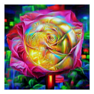Psychedelic Rainbow-Roos Perfect Poster