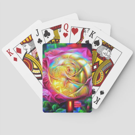 Psychedelic Rainbow-Roos Pokerkaarten (Achterkant)