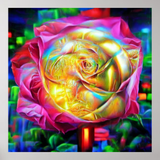 Psychedelic Rainbow-Roos Poster