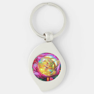Psychedelic Rainbow-Roos Sleutelhanger