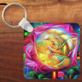 Psychedelic Rainbow-Roos Sleutelhanger (Voorkant)