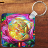 Psychedelic Rainbow-Roos Sleutelhanger (Achterkant)