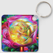 Psychedelic Rainbow-Roos Sleutelhanger (Achterkant)