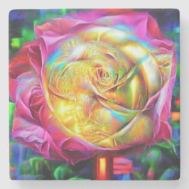 Psychedelic Rainbow-Roos Stenen Onderzetter