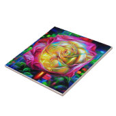 Psychedelic Rainbow-Roos Tegeltje (Zijkant)