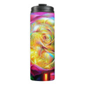 Psychedelic Rainbow-Roos Thermosbeker (Voorkant)