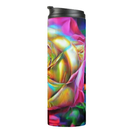 Psychedelic Rainbow-Roos Thermosbeker (Geroteerd rechts)