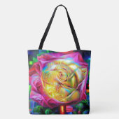 Psychedelic Rainbow-Roos Tote Bag (Achterkant)