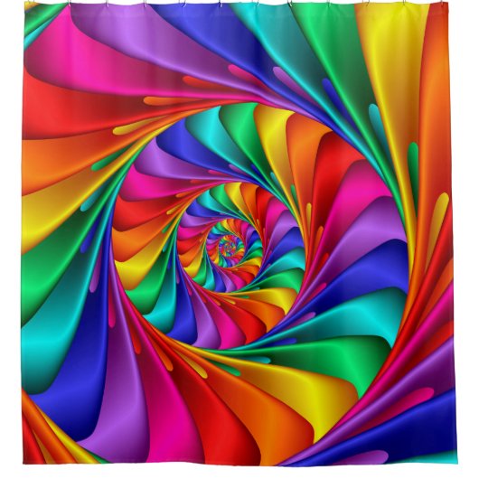 Psychedelic Rainbow Spiral Showgordijn Douchegordijn (Voorkant)