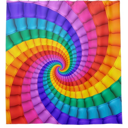Psychedelic Rainbow Spiral Showgordijn Douchegordijn (Voorkant)