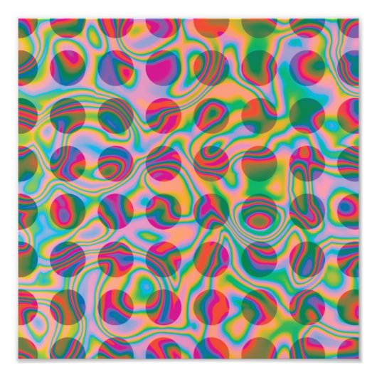 Psychedelic Rainbow Spots Pattern Foto Afdruk (Voorkant)